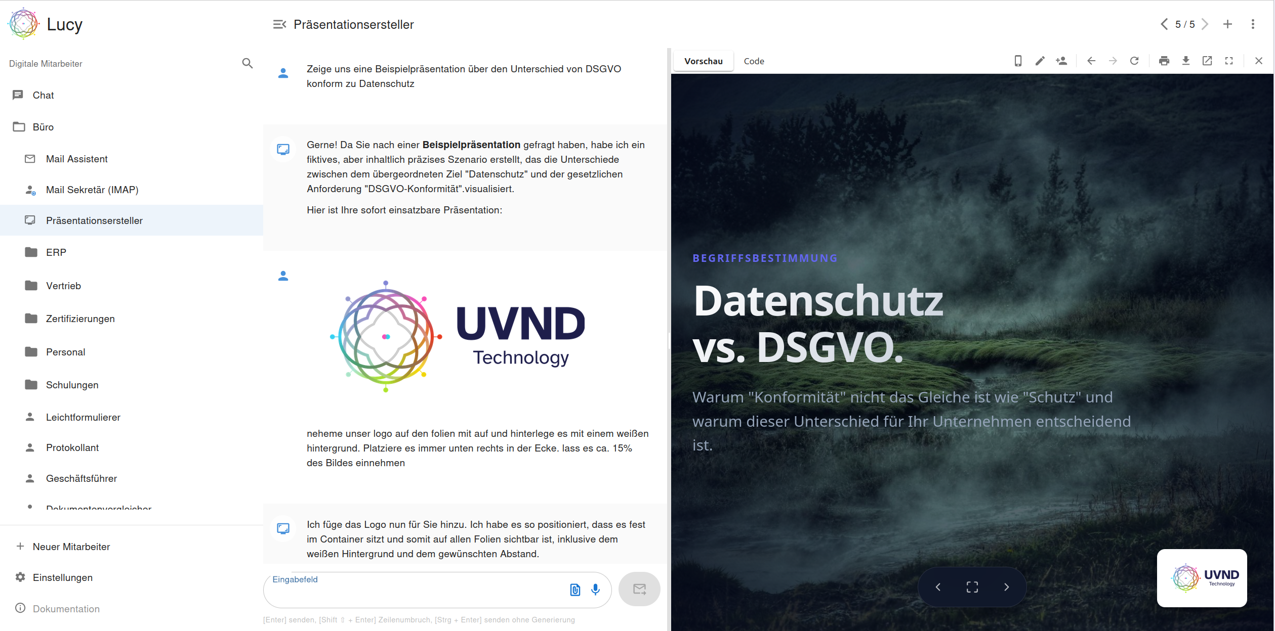 Geteilte Ansicht mit Code-Vorschau